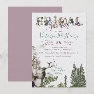 Rustic Watercolor Forest Deer Bridal Shower Invitation