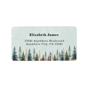 Rustic Watercolor Forest Pine Trees personalised  Label