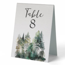 Rustic Watercolor Forest Table Number