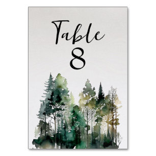 Rustic Watercolor Forest Table Number