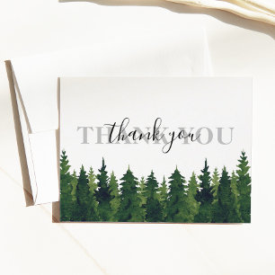 Rustic Watercolor Forest Thank You Wedding Postcard
