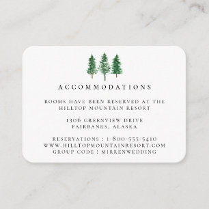 Rustic Watercolor Forest Wedding Accommodations Enclosure Card