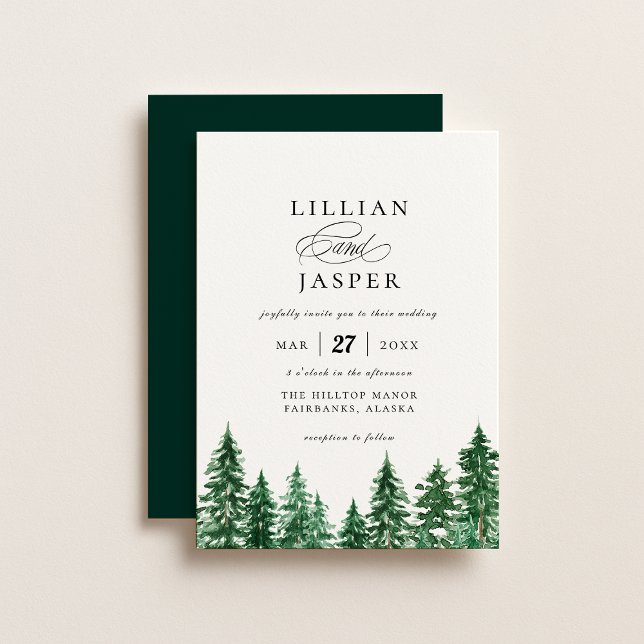 Rustic Watercolor Forest Wedding Invitation (Creator Uploaded)