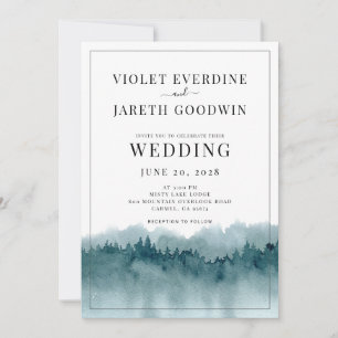 Rustic Watercolor Forest Wedding Invitation