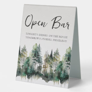 Rustic Watercolor Forest Wedding Open Bar