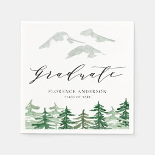 Rustic Watercolor Forest Woodland Graduation Napkin