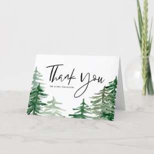 Rustic Watercolor Forest Woodland Wedding Thank You Card