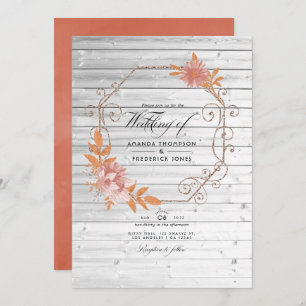 Rustic Watercolor Geometric Terracotta Wedding Invitation