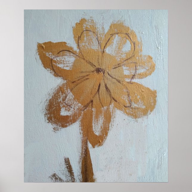 Rustic Watercolor Gold Daisy Poster (Front)