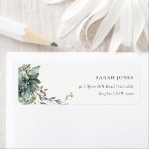 Rustic Watercolor Green Foliage Wreath Address