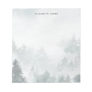 Rustic Watercolor Green Forest Personalised Notepad