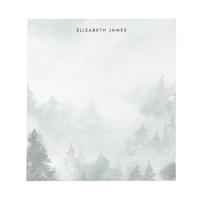 Rustic Watercolor Green Forest Personalised Notepad (Front)