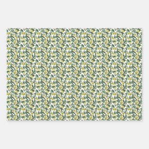 Rustic Watercolor Green Olive Branches Pattern Wrapping Paper Sheet