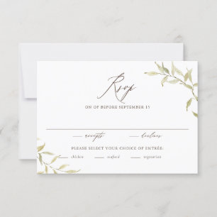 Rustic Watercolor Greenery Borders Wedding RSVP Card