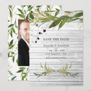 Rustic Watercolor Greenery Country Barn Wedding Save The Date