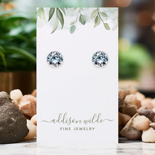 Rustic Watercolor Greenery Earring Display Card (Creator Uploaded)
