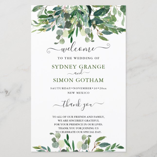 RUSTIC WATERCOLOR GREENERY EUCALYPTUS (Front)