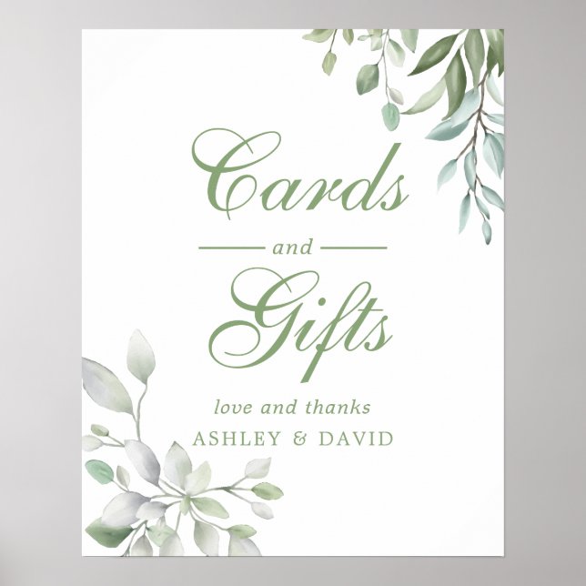 Rustic Watercolor Greenery Floral Cards & Gifts Poster (Front)