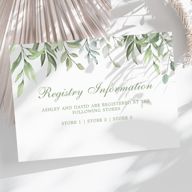Rustic Watercolor Greenery Floral Registry Card (Creator Uploaded)
