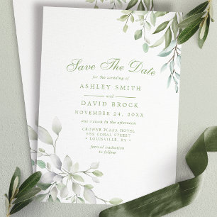 Rustic Watercolor Greenery Floral Save The Date