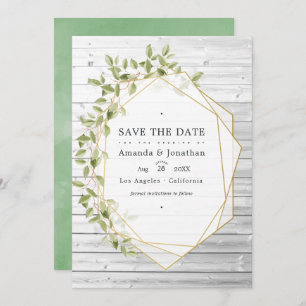 Rustic Watercolor Greenery Geometric Wedding Save The Date
