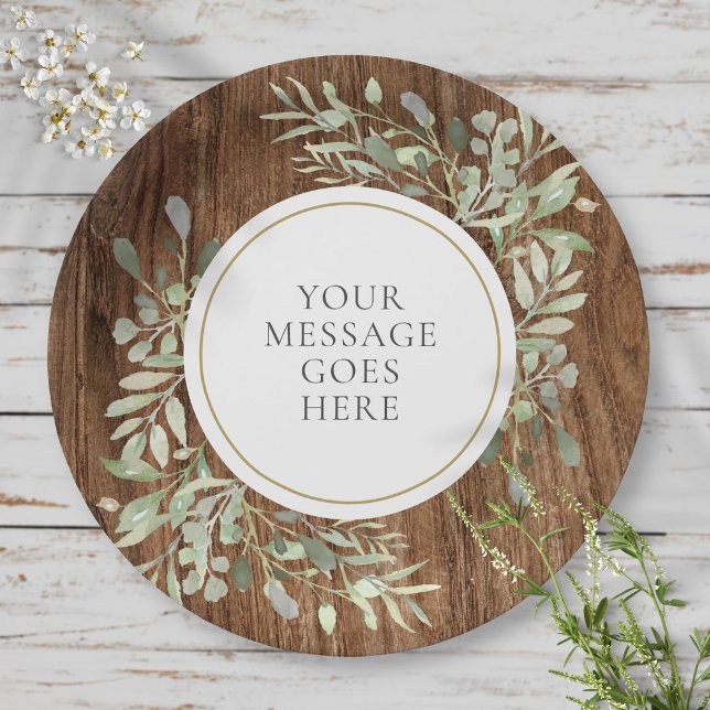 Rustic Watercolor Greenery Leaves Celebration Paper Plate (Creator Uploaded)