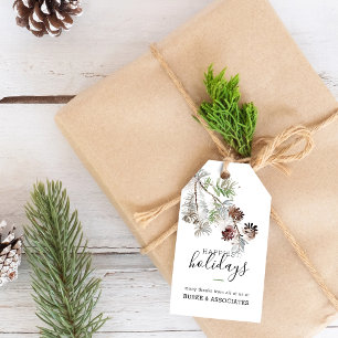 Rustic Watercolor Greenery Pine Holiday Gift Tags