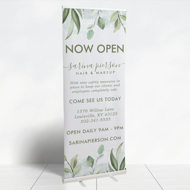 Rustic Watercolor Greenery Retractable Banner (Creator Uploaded)