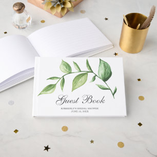 Rustic Watercolor Greenery Sprig Bridal Shower Guest Book