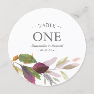 Rustic Watercolor Greenery Table Number