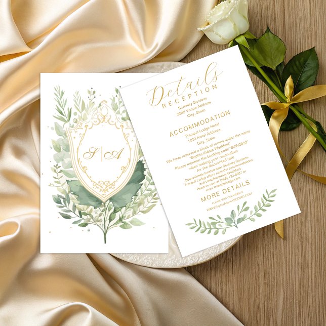 Rustic Watercolor Greenery Wedding Details Enclosure Card (Creator Uploaded)