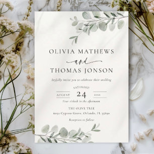 Rustic Watercolor Greenery Wedding Invitation