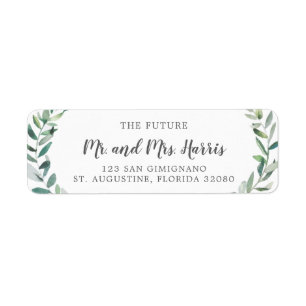 Rustic Watercolor Greenery Wedding Return Address