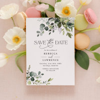 Rustic Watercolor Greenery Wedding Save the Date