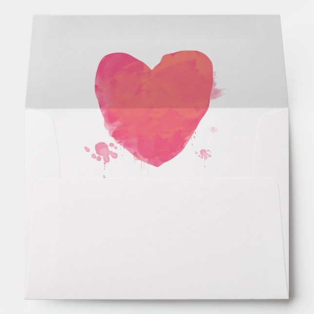 Rustic Watercolor Heart 5x7 Wedding Invitation Envelope (Back (Bottom))