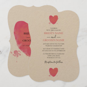 Rustic Watercolor Heart Wedding Invitations
