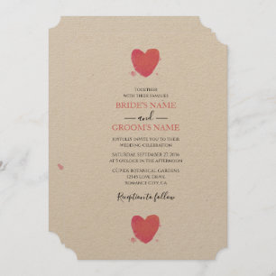 Rustic Watercolor Heart Wedding Invitations