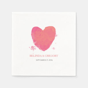 Rustic Watercolor Heart Wedding  Napkin
