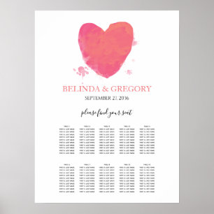 Rustic Watercolor Heart Wedding Seating Chart