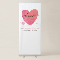 Rustic Watercolor Heart Wedding Welcome Sign