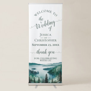 Rustic Watercolor Lake Tahoe Wedding Welcome Retractable Banner