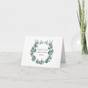 Rustic Watercolor Laurel Wreath Wedding Thank You Card
