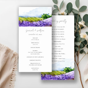 Rustic Watercolor Lavender Fields Wedding Program Thank You Card
