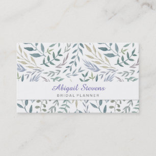 Rustic Watercolor Leaves and Foliage Business Card