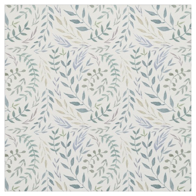 Rustic Watercolor Leaves and Foliage Fabric (Swatch)