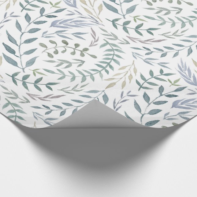 Rustic Watercolor Leaves and Foliage Wrapping Paper (Corner)