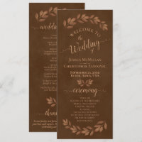 Rustic Watercolor Leaves Chestnut Brown Wedding