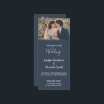 Rustic watercolor leaves navy blue photo wedding programme<br><div class="desc">Rustic watercolor leaves navy blue photo wedding ceremony program.
You can add your own photo and text to personalise.</div>