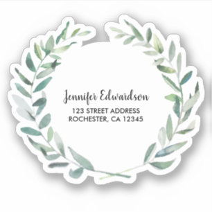 Rustic watercolor leaves return address
