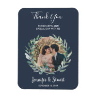Rustic watercolor leaves Thank You photo wedding